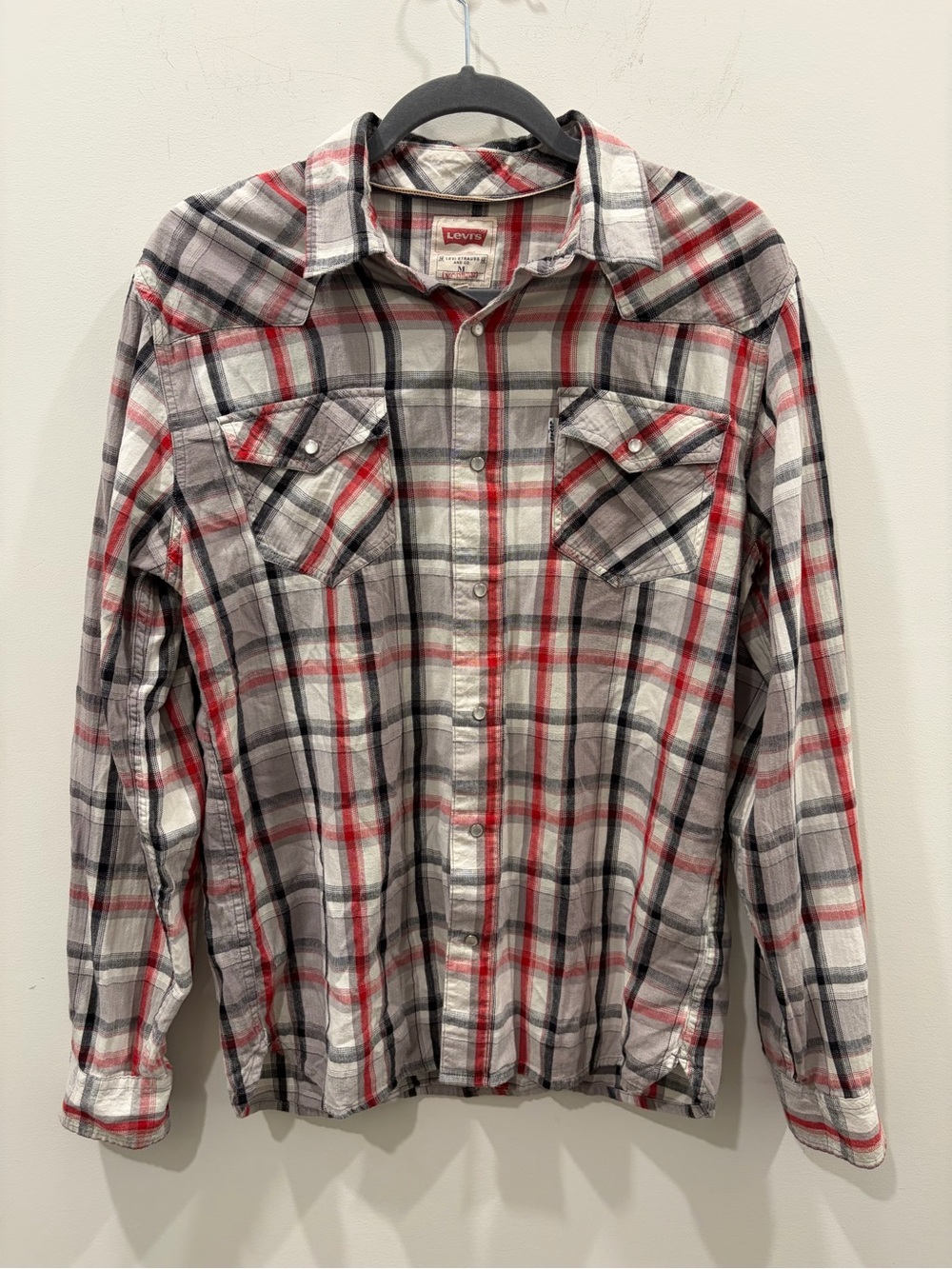 Levi's Red, Gray & Black Plaid Long-Sleeve Western Button-Down Shirt